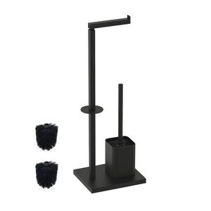 Relaxdays WCSTOJAN Černý kov s držákem papíru a WC kartáčem 2 náhradní hlavice 67, 5 cm obraz