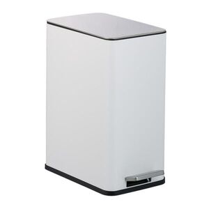 Relaxdays KOŠ Bílý pedálový 10 l Softclose kov obraz