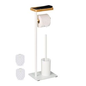 Relaxdays WC-SOUPRAVA Bílá Přírodní bambus police 65 cm obraz