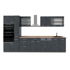 Vicco KOMPLETNÍ KUCHYNĚ R-Line Černý beton/antracit 350 cm , PD Dub obraz