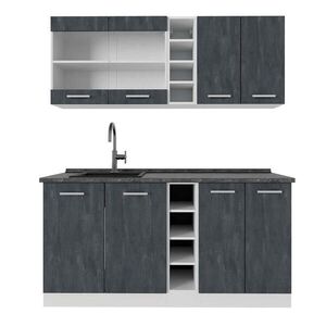 Vicco JEDNOTKOVÁ KUCHYNĚ R-Line Černý beton/bílá 160 cm PD Antracit obraz