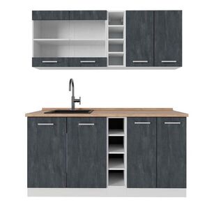 Vicco JEDNOTKOVÁ KUCHYNĚ R-Line Černý beton/bílá 160 cm PD Dub obraz