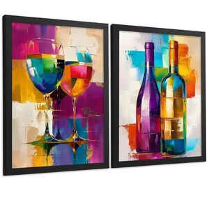 Nacnic PLAKAT Sada 2 Pop Wine A3 Černý rám obraz