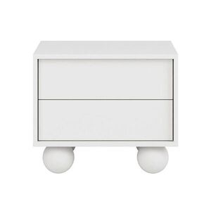 Beautysofa NOČNÍ STOLEK Adel se 2 zásuvkami a kulatými nožkami, 54 cm, bezúchytkový, bílý obraz
