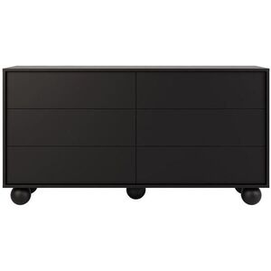 Beautysofa KOMODA Adel se 6 zásuvkami a kulatými nožkami, 154 cm, bezúchytková, černá obraz