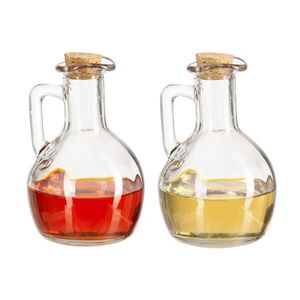 Relaxdays DÁVKOVAČ Průhledný 2ks-sada sklo korek 180 ml obraz