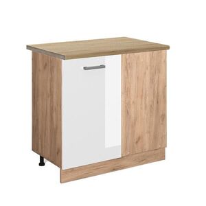 Vicco ROHOVÁ SKŘÍŇKA R-Line Bílá vysoký lesk 86 cm , PD Dub obraz