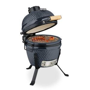 Relaxdays GRIL Šedý kamado keramický teploměr 450 °C 56, 5x43x46 cm obraz