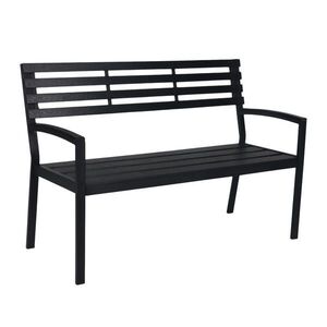 Relaxdays ZAHRADNÍ LAVICE Černá kov WPC pro 2 osoby 128 cm obraz