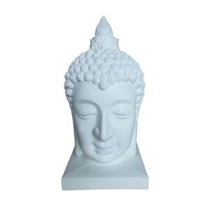 Relaxdays SOCHA Bílá hlava Buddhy polyresin 60 cm obraz