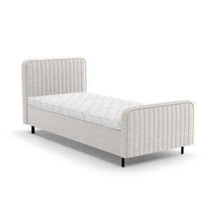 Beautysofa ČALOUNĚNÁ POSTEL Lami 90x200, jednolůžko s úložným prostorem a pěnovou matrací 10 cm, krémová obraz