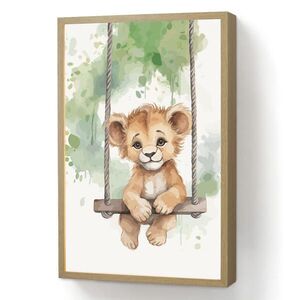 OnlyWow NÁSTĚNNÁ LAMPA S AKUMULÁTOREM Lev - Zvíře - Děti - Džungle 40x60 cm obraz