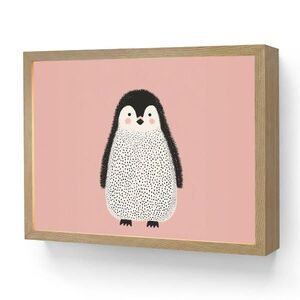 OnlyWow DOBÍJECÍ NOČNÍ LAMPIČKA Tučňák - Tečky - Minimalistický - Růžový 40x30 cm obraz