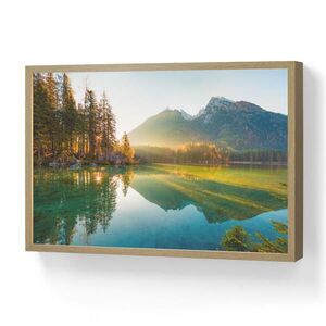 OnlyWow NÁSTĚNNÁ LAMPA S AKUMULÁTOREM Jezero - Les - Hory - Příroda - Slunce - Krajina 60x40 cm obraz