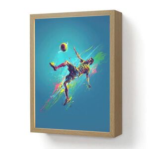 OnlyWow NÁSTĚNNÁ LAMPA S AKUMULÁTOREM Fotbalista - Stříkající barva - Barevné - Míč 30x40 cm obraz