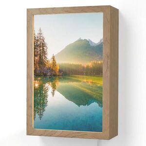 OnlyWow NÁSTĚNNÁ LAMPA Jezero - Les - Hory - Příroda - Slunce - Krajina 20x30 cm obraz