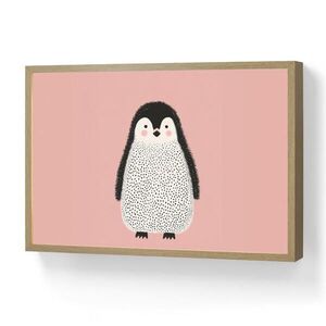 OnlyWow DOBÍJECÍ NOČNÍ LAMPIČKA Tučňák - Tečky - Minimalistický - Růžový 60x40 cm obraz