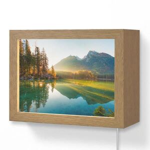 OnlyWow NÁSTĚNNÁ LAMPA Jezero - Les - Hory - Příroda - Slunce - Krajina 20x15 cm obraz