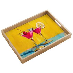 OnlyWow SERVÍROVACÍ PODNOS Sklenice - Koktejl - Citron - Třešeň 50x35 cm obraz