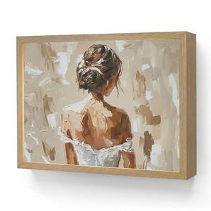 OnlyWow NÁSTĚNNÁ LAMPA S AKUMULÁTOREM Žena - malba - abstraktní - béžová - moderní 40x30 cm obraz