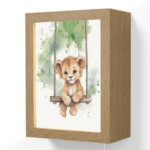 OnlyWow NÁSTĚNNÁ LAMPA Lev - Zvíře - Děti - Džungle 15x20 cm obraz