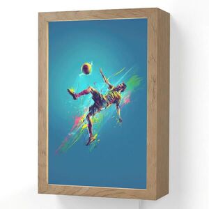 OnlyWow NÁSTĚNNÁ LAMPA Fotbalista - Stříkající barva - Barevné - Míč 20x30 cm obraz