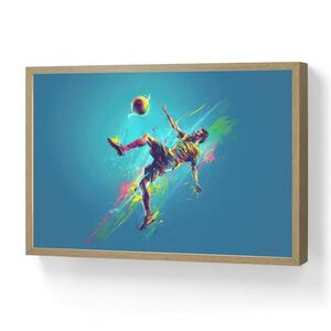 OnlyWow DOBÍJECÍ NOČNÍ LAMPIČKA Fotbalista - Stříkající barva - Barevné - Míč 60x40 cm obraz