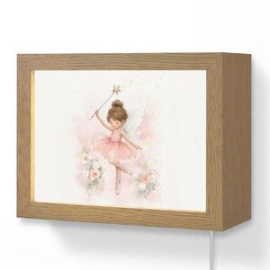 OnlyWow NÁSTĚNNÁ LAMPA Baletka - Víla - Květiny - Růžová 20x15 cm obraz