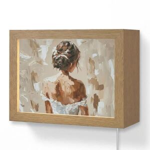 OnlyWow NÁSTĚNNÁ LAMPA Žena - malba - abstraktní - béžová - moderní 20x15 cm obraz