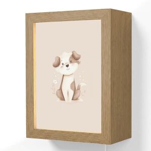 OnlyWow NÁSTĚNNÁ LAMPA Pes - skvrnitý - hnědý 15x20 cm obraz