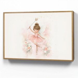 OnlyWow NÁSTĚNNÁ LAMPA S AKUMULÁTOREM Baletka - Víla - Květiny - Růžová 90x60 cm obraz