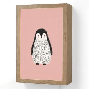 OnlyWow NÁSTĚNNÁ LAMPA Tučňák - Tečky - Minimalistický - Růžový 20x30 cm obraz