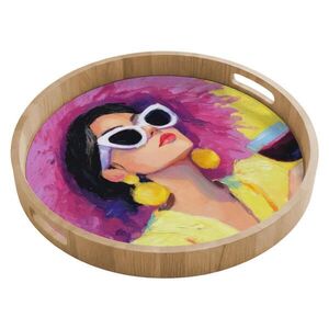 OnlyWow SERVÍROVACÍ PODNOS Žena - Klobouk - Fialová - Víno 50x50 cm obraz