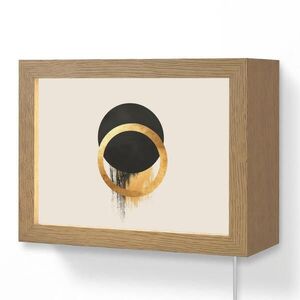 OnlyWow NÁSTĚNNÁ LAMPA Abstraktní design - Černý kruh - Skvrny od barvy 20x15 cm obraz