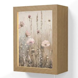 OnlyWow NÁSTĚNNÁ LAMPA Květiny - růžová - moderní - béžová 15x20 cm obraz