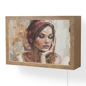 OnlyWow NÁSTĚNNÁ LAMPA Žena - vzhled malby - portrét - moderní 30x20 cm obraz