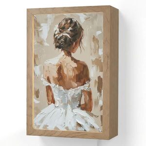 OnlyWow NÁSTĚNNÁ LAMPA Žena - malba - abstraktní - béžová - moderní 20x30 cm obraz