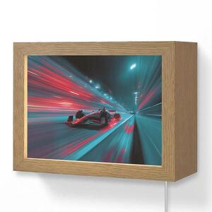 OnlyWow NÁSTĚNNÁ LAMPA Závodní auto - Červená - Rychlost 20x15 cm obraz