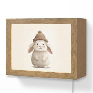 OnlyWow NÁSTĚNNÁ LAMPA Králík - Klobouk - Uši - béžový 20x15 cm obraz