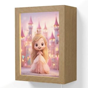 OnlyWow NÁSTĚNNÁ LAMPA Princezna - Růžová - Zámek 15x20 cm obraz