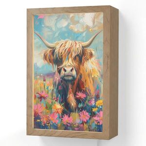 OnlyWow NÁSTĚNNÁ LAMPA Skotský horal - Příroda - Barevné - Květiny 20x30 cm obraz