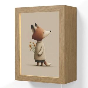 OnlyWow NÁSTĚNNÁ LAMPA Liška - Žluté květy - Minimalistický 15x20 cm obraz