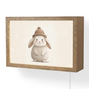 OnlyWow NÁSTĚNNÁ LAMPA Králík - Klobouk - Uši - béžový 30x20 cm obraz