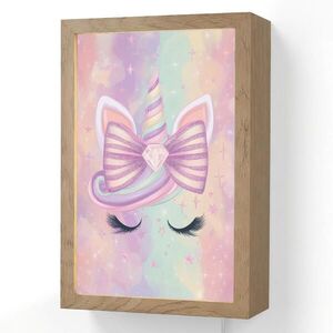 OnlyWow NÁSTĚNNÁ LAMPA Jednorožec - Třpytky - Duha - Pastelové barvy 20x30 cm obraz