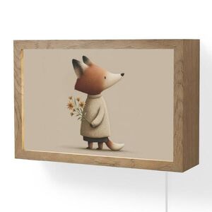 OnlyWow NÁSTĚNNÁ LAMPA Liška - Žluté květy - Minimalistický 30x20 cm obraz
