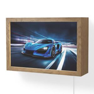 OnlyWow NÁSTĚNNÁ LAMPA Auto - Modrá - Chlapci - Dítě 30x20 cm obraz