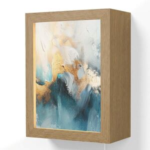 OnlyWow NÁSTĚNNÁ LAMPA Abstraktní - umění - zlatá - modrá 15x20 cm obraz