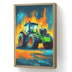 OnlyWow DOBÍJECÍ NOČNÍ LAMPIČKA Abstrakt - Traktor - Zelený 40x60 cm obraz
