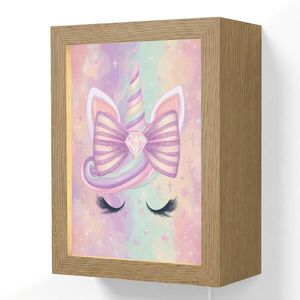 OnlyWow NÁSTĚNNÁ LAMPA Jednorožec - Třpytky - Duha - Pastelové barvy 15x20 cm obraz