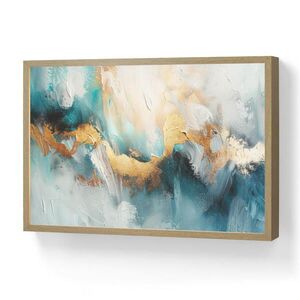 OnlyWow NÁSTĚNNÁ LAMPA S AKUMULÁTOREM Abstraktní - umění - zlatá - modrá 60x40 cm obraz